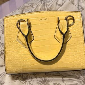 Aldo Vibrant Yellow Croc-Texture Satchel